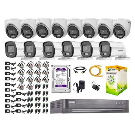 Cámaras Seguridad Hikvision Kit 14 5mp Disco 1tb Colorvu Vision Nocturna a Color