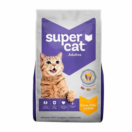 Comida para Gatos Supercat Adulto de Carne, Pollo y Leche 9kg