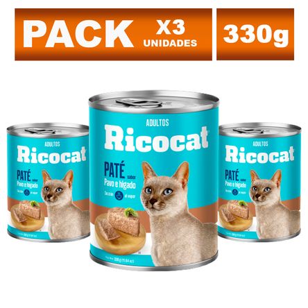 Comida Enlatada para Gato Ricocat Adulto de Pavo E Hígado 330g x3