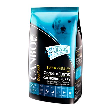 Comida para Cachorros Cordero Canbo Súper Premium Raza Mediana a Grande 15kg