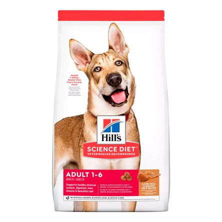 Comida para Perros Adultos Hills Science Diet Razas Medianas Sabor Cordero 15kg