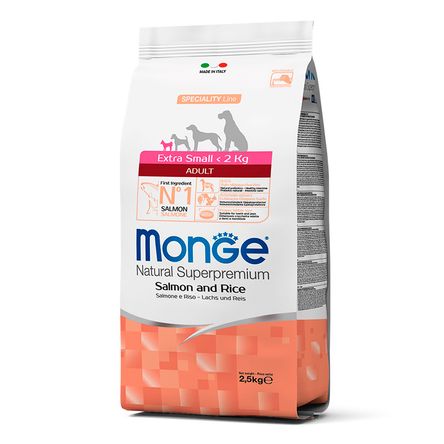 Comida para Perros Adultos Extra Small Monge Salmón y Arroz 2.5kg