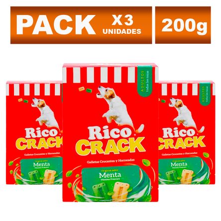Snacks para Perros Ricocrack Adulto de Menta 200g x3
