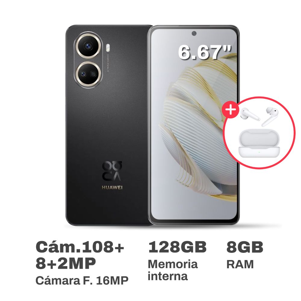 Celular Huawei Nova 10 SE 6.67" 8GB RAM 128GB Negro + Audífonos Freebuds SE