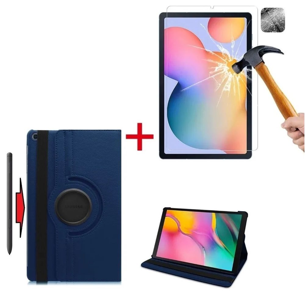 Funda Case Giratoria + Mica de Vidrio para Samsung Tab S6 Lite 10.4 Funda Case Giratoria + Mica de Vidrio para Samsung Tab S6 Lite 10.4
