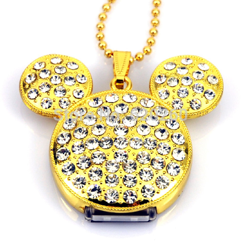 Memoria USB  Diseño Mickey Con Cristales  Dorado