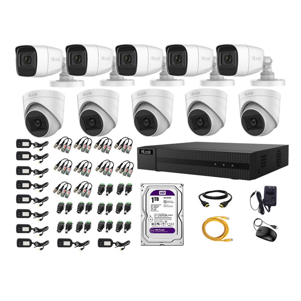 Kit 10 Cámaras Seguridad Hilook Audio Incorporado Full Hd 1080p + Disco 1tb Kit 10 Cámaras Seguridad Hilook Audio Incorporado Full Hd 1080p + Disco 1tb
