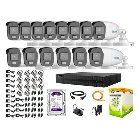 Cámaras Seguridad Exterior Kit  14 Hilook 1080p Nocturna Colorvu Lite