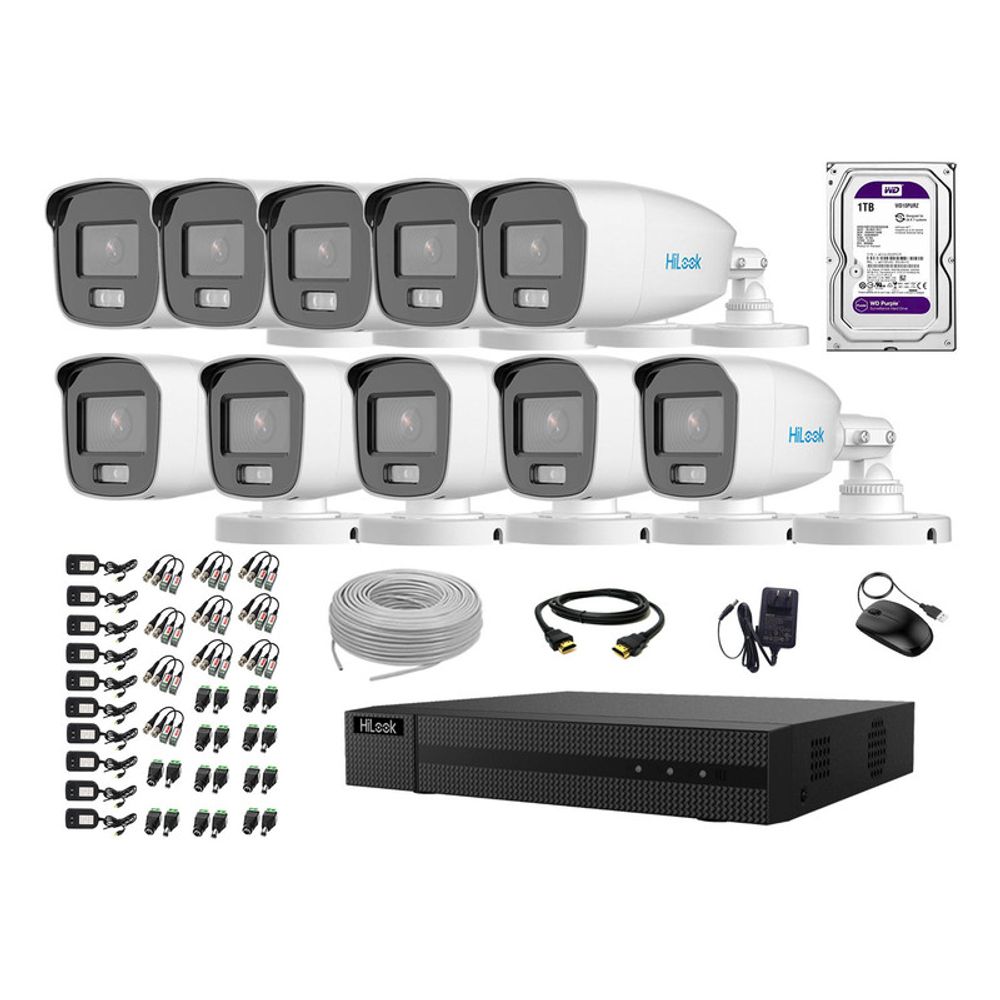 Cámaras Seguridad Exterior Kit 10 Hilook 1080p Nocturna Colorvu Lite Cámaras Seguridad Exterior Kit 10 Hilook 1080p Nocturna Colorvu Lite