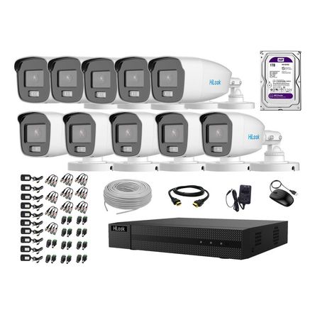 Cámaras Seguridad Exterior Kit  10 Hilook 1080p Nocturna Colorvu Lite