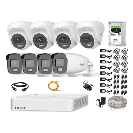 Cámaras Seguridad Kit 8 Full Hd Hilook Colorvu Lite Noche Color 2tb