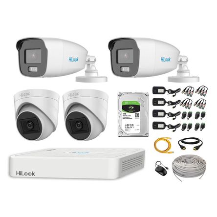 Kit 4 Cámaras Seguridad Hilook Full Hd Colorvulite Noche Color 1tb Kit 4 Cámaras Seguridad Hilook Full Hd Colorvulite Noche Color 1tb