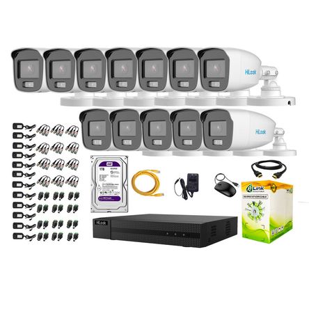 Cámaras Seguridad Exterior Kit  12 Hilook 1080p Nocturna Colorvu Lite