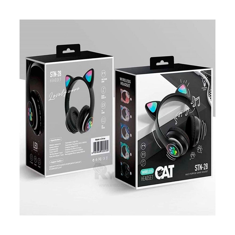 Audifono Bluetooth Luces Led Color Negro Audifono Bluetooth Luces Led Color Negro