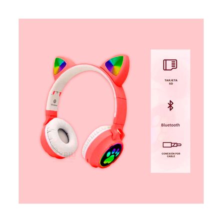 Audifono Bluetooth Luces Led Color Rojo Audifono Bluetooth Luces Led Color Rojo