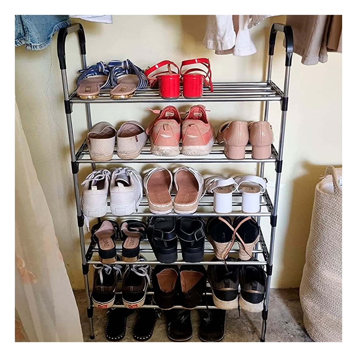 Zapatera Organizadora 5 Niveles con Percheros Negro