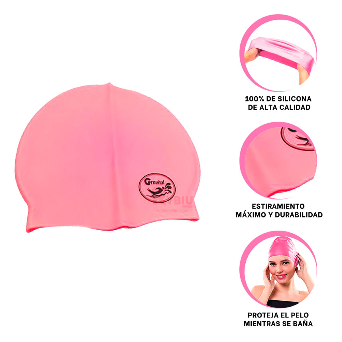 Natacion Gorro de Silicona Rosado