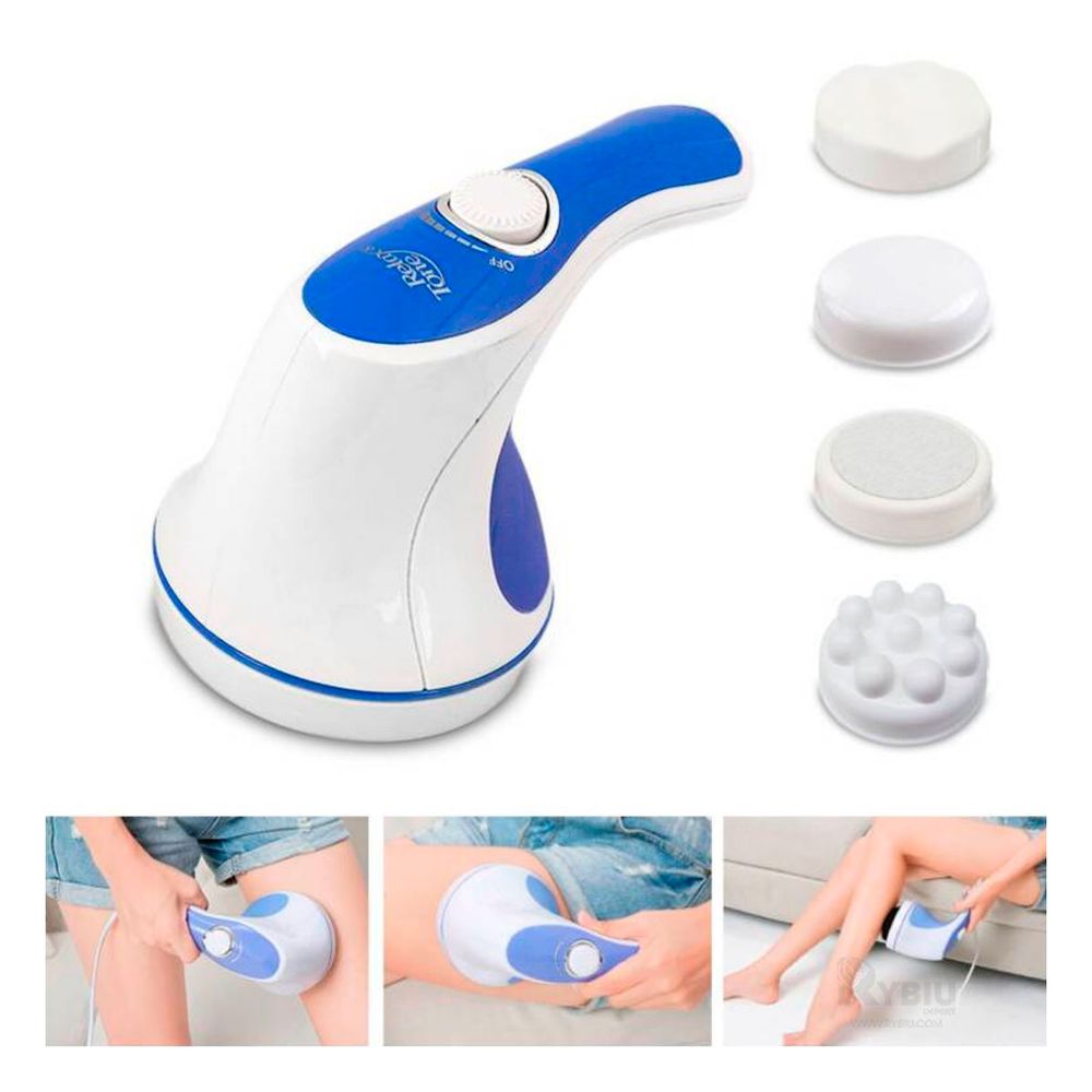 Masajeador Corporal 4 Cabezales Blanco Azul Masajeador Corporal 4 Cabezales Blanco Azul