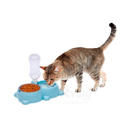 Comedero y Bebedero para Mascotas Celeste Comedero y Bebedero para Mascotas Celeste