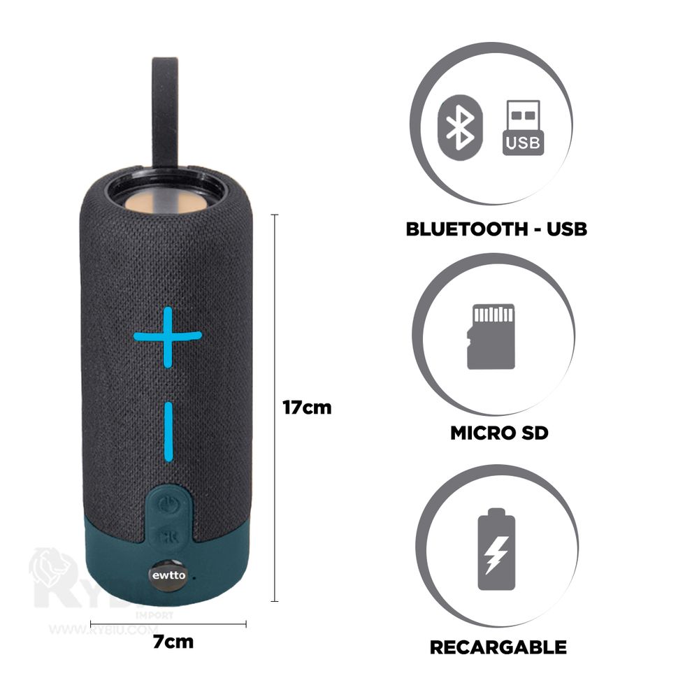 Parlante Bluetooth Inalambrico Plomo EWTTO ET-P1728BT Parlante Bluetooth Inalambrico Plomo EWTTO ET-P1728BT