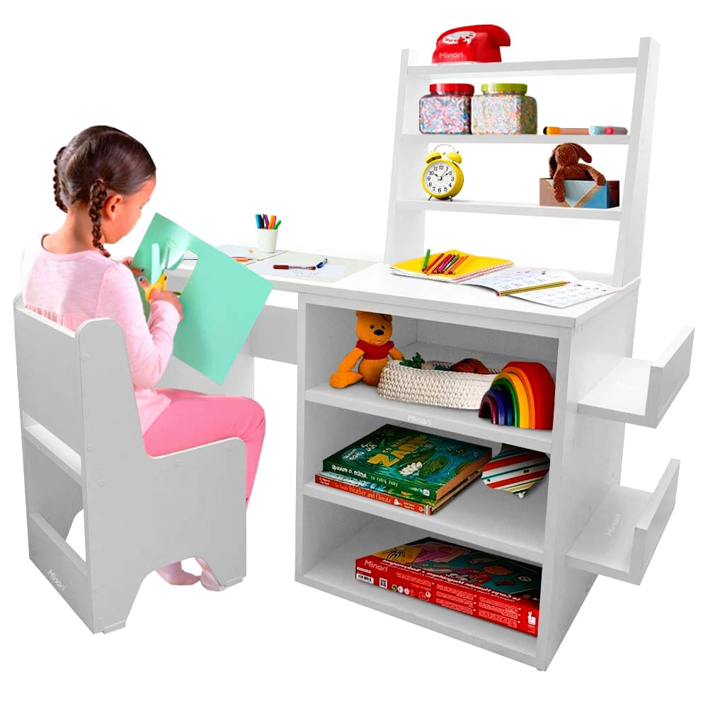 Escritorio Infantil Mesa con Estantes Organizador Infantil + Silla