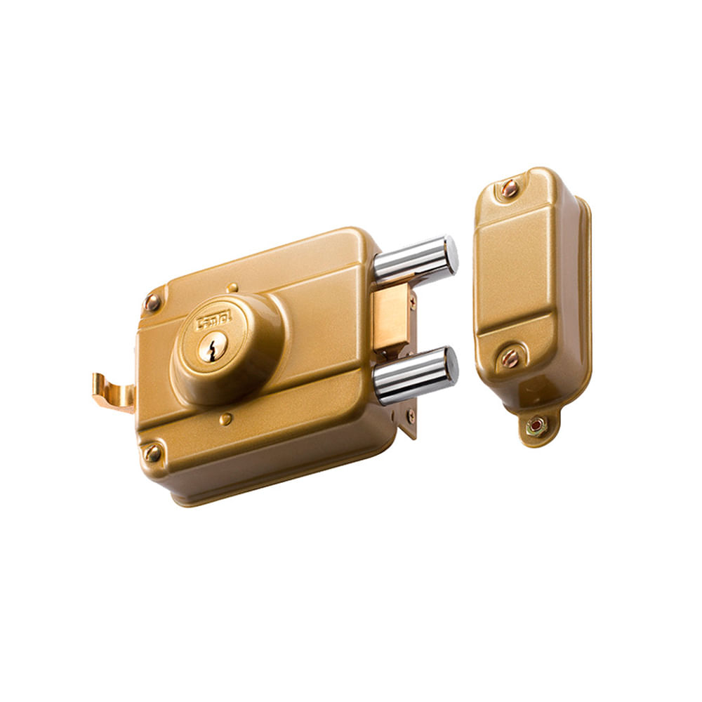 Cerradura de Acero Cantol Blindada Super 900 Oro con 2 Pivotes Cromados