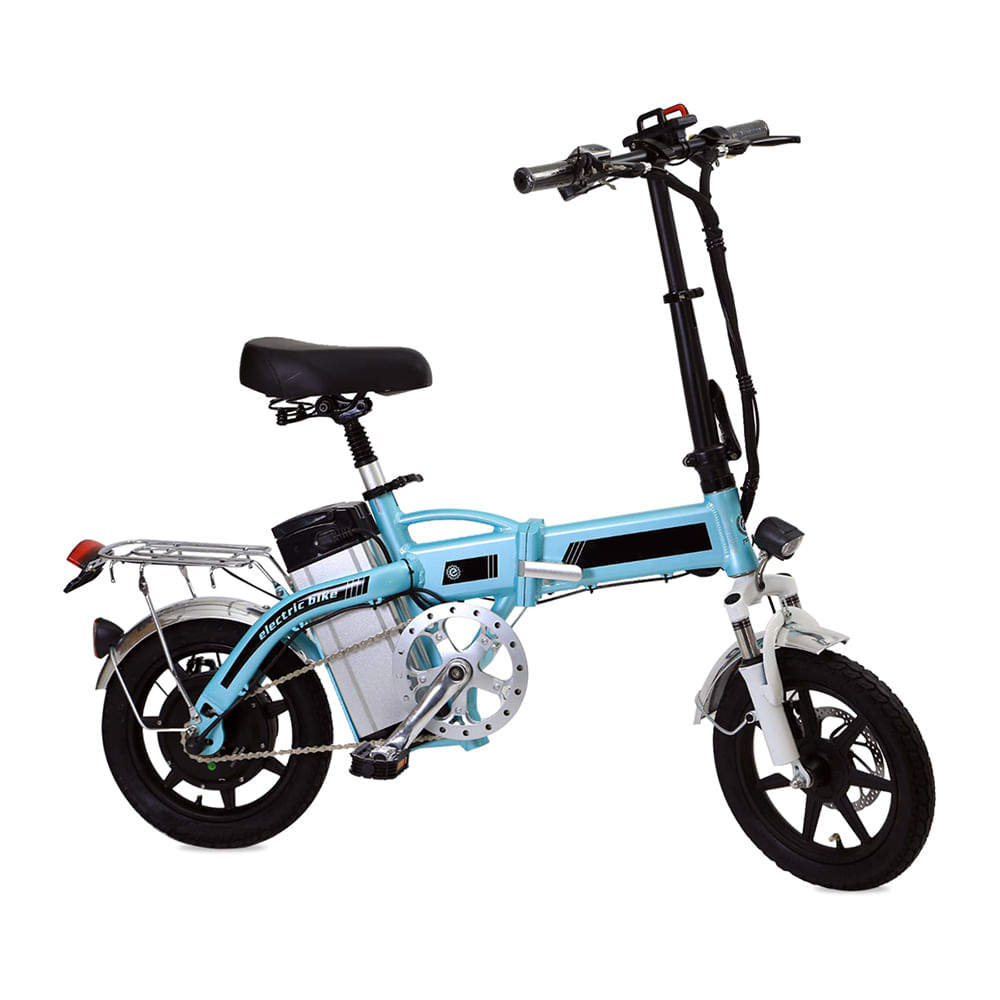 Bicicleta Box Eléctrica Plegable Celeste