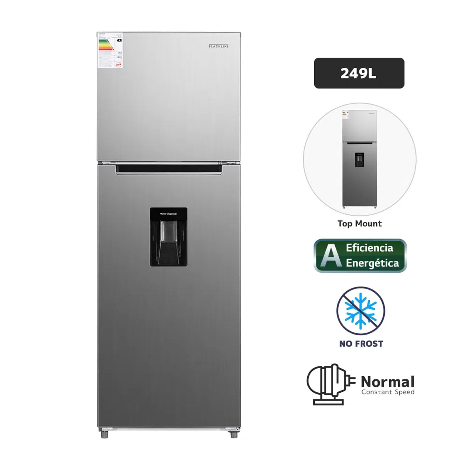 Refrigeradora BLACKLINE TM 249L VCM No Frost Inox