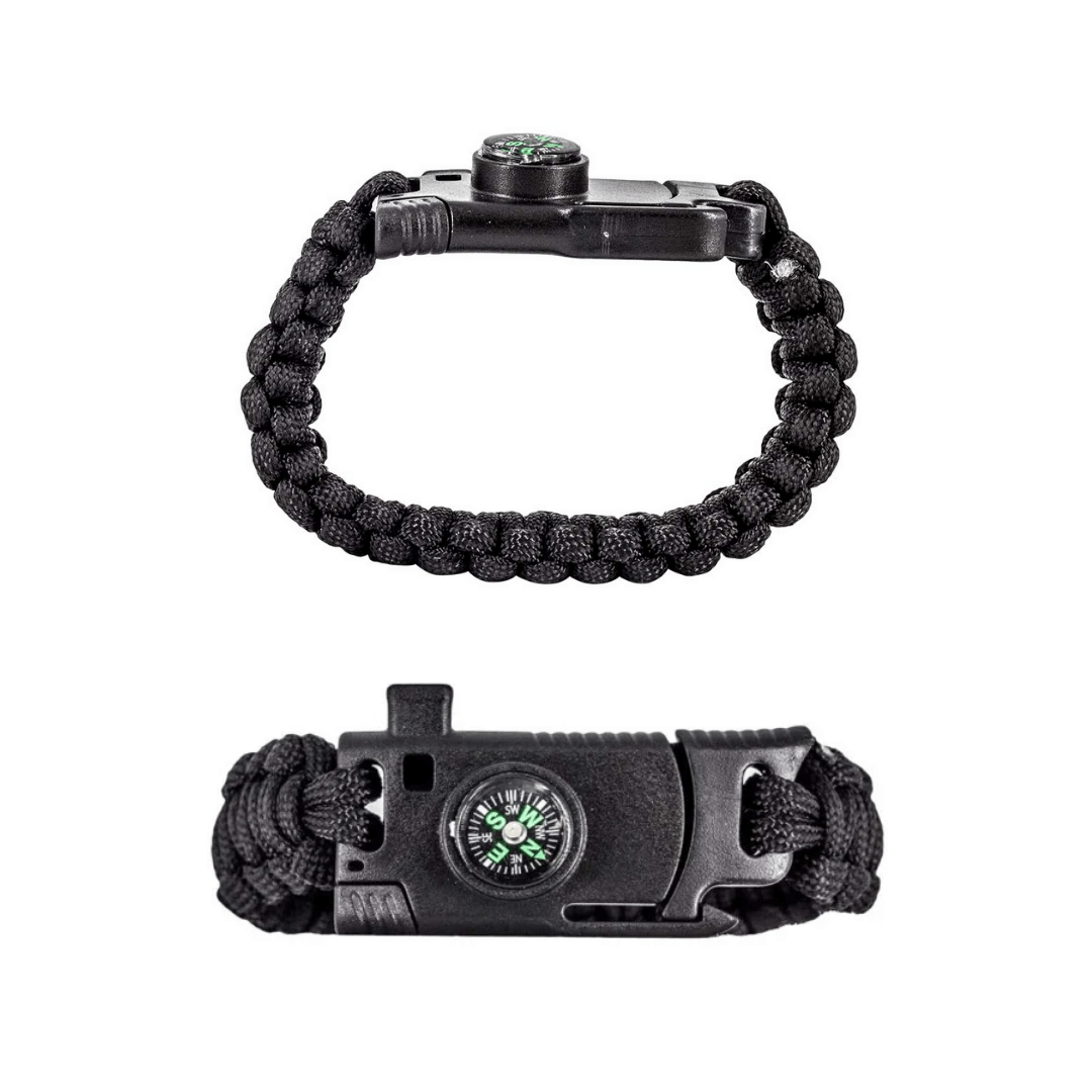 Pulsera Táctica Paracord Camping y Supervivencia Con Navaja Negro