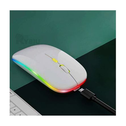 Mouse Dual Bluetooth Blanco con Luces  de RGB RYBIU IMPORT