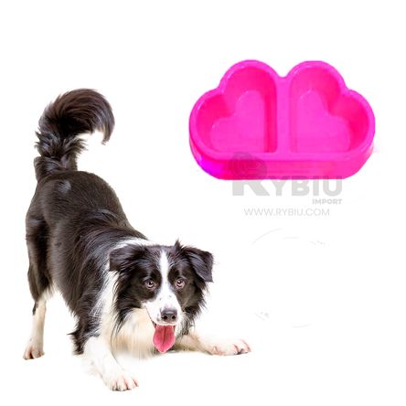 Plato Doble Pet Rosa en Forma de Corazon RYBIU IMPORT