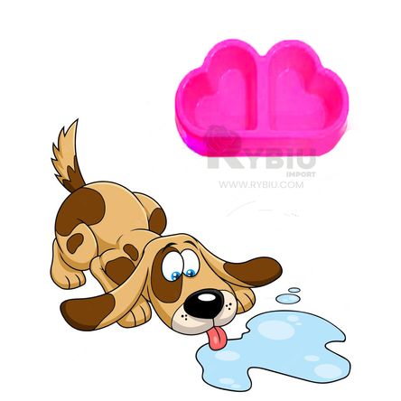 Plato Doble Modelo Corazon Pet de Color Rosado RYBIU IMPORT