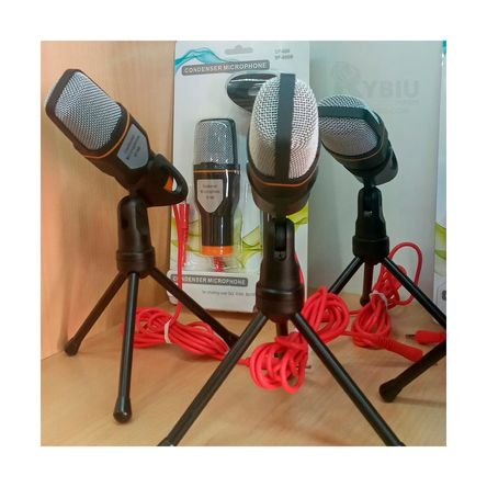 Microfono Negro Mediano de PC con Soporte para Microfono