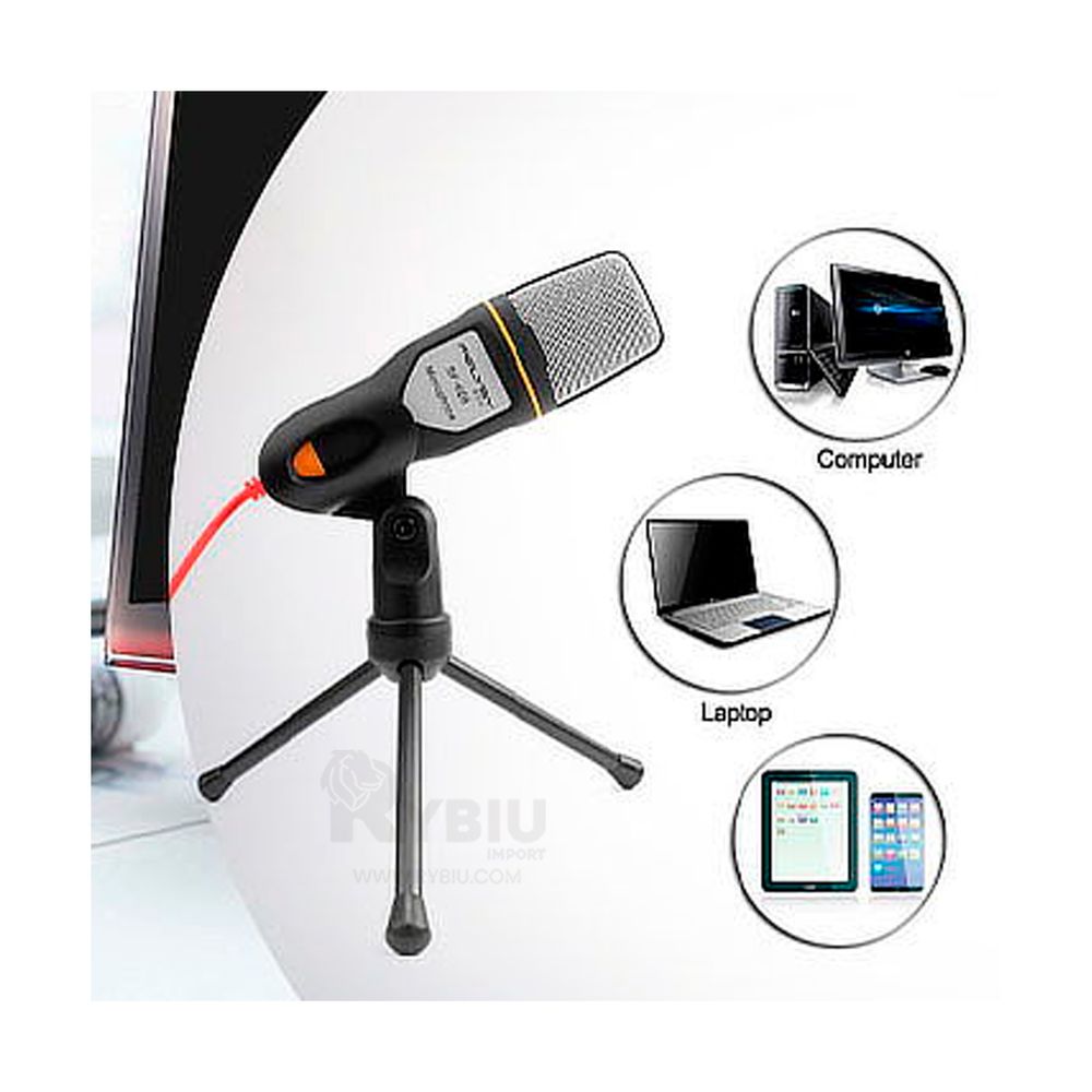 Microfono Negro Mediano con Tripode para Laptop Microfono Negro Mediano con Tripode para Laptop