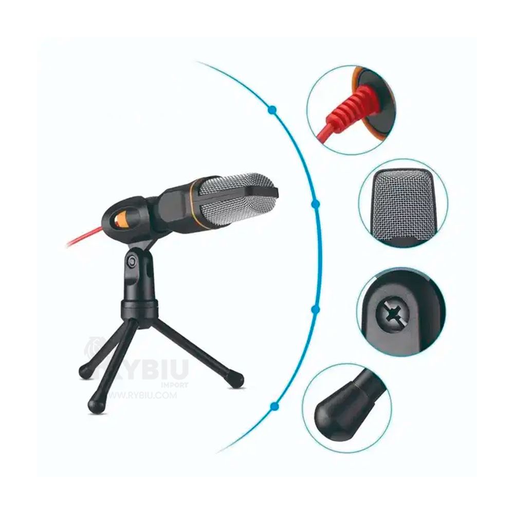 Microfono Negro Mediano SF-666 con Condensador para PC Microfono Negro Mediano SF-666 con Condensador para PC