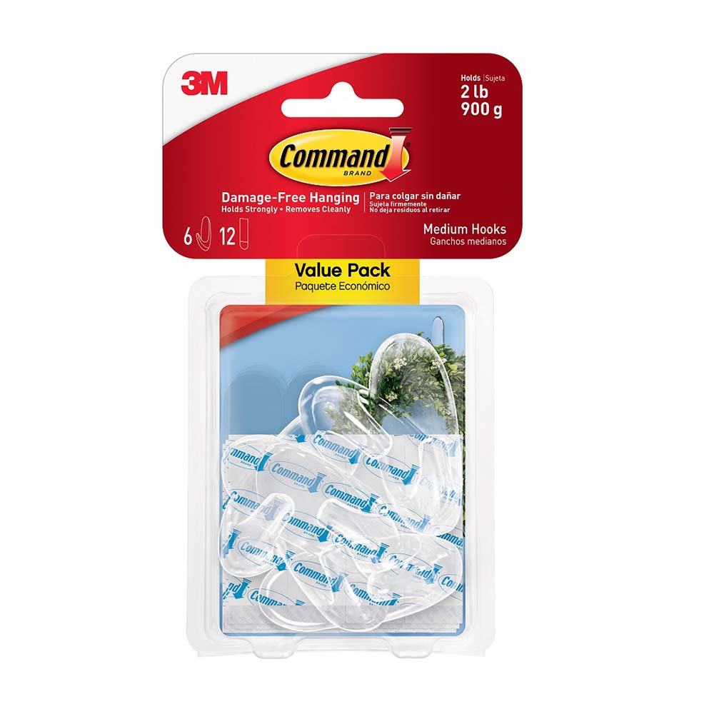 Gancho Transparente 3M Command 17091CLR6ES Pack de 6 Unidades