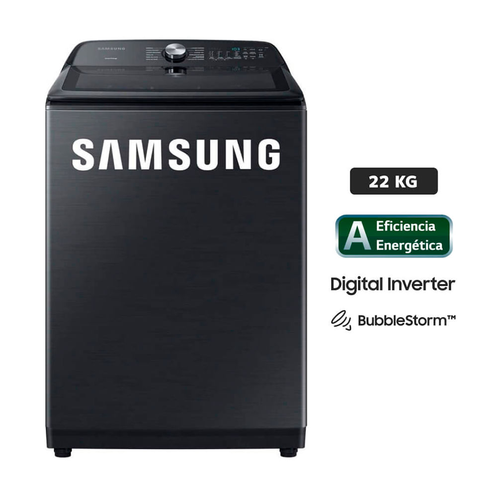Lavadora SAMSUNG Carga Superior 22 Kg WA22A8377GV Negro
