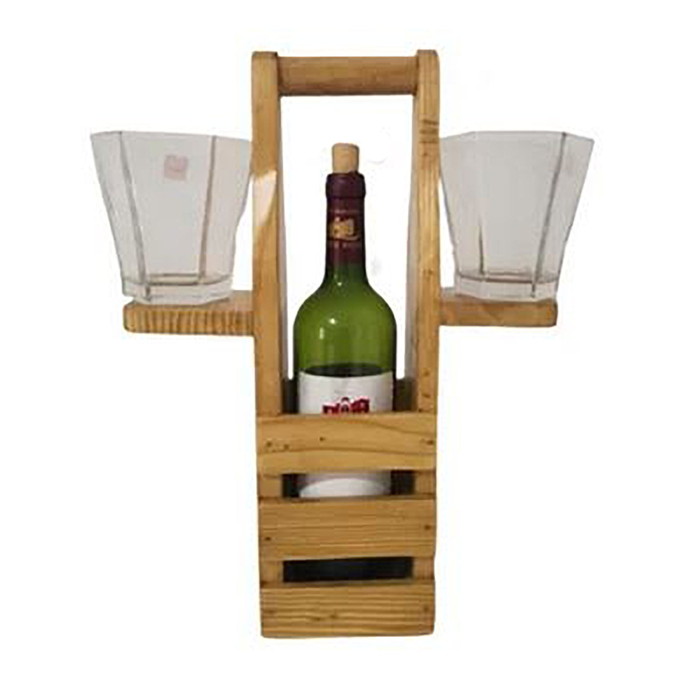 Porta Vino Playero Portatil en Madera Natural