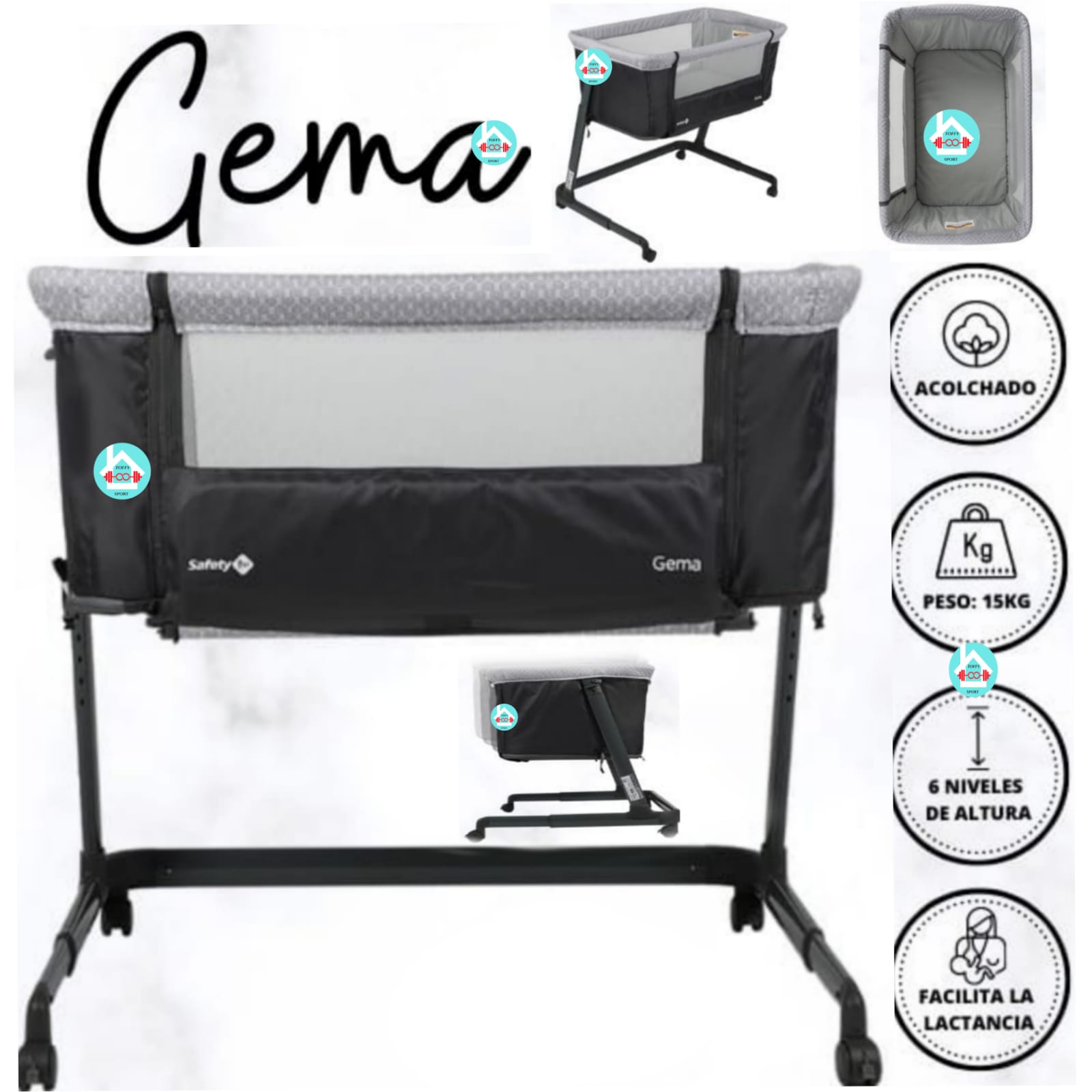 Cuna Coloche para bebe GEMA NEGRO