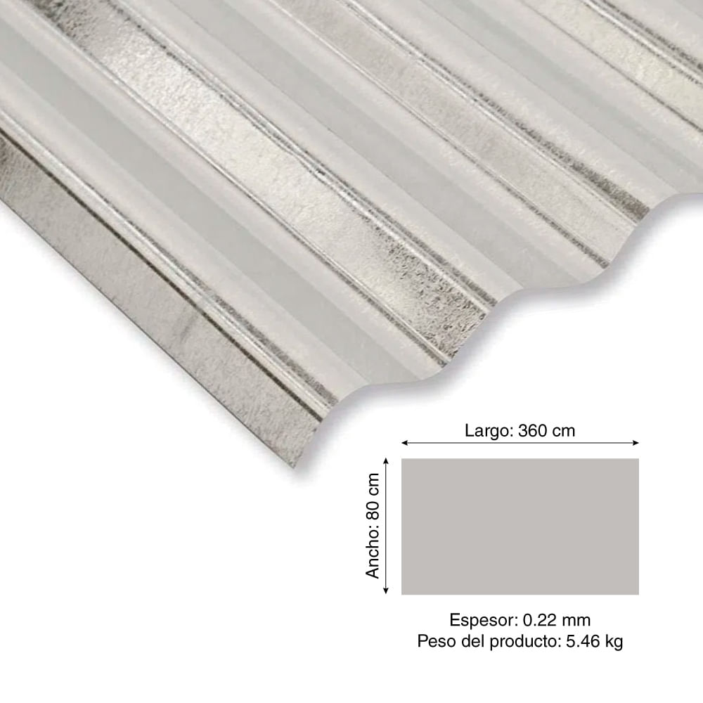 Techo de calamina AA 22 mm 3.60 x 0.80 metros - Promart