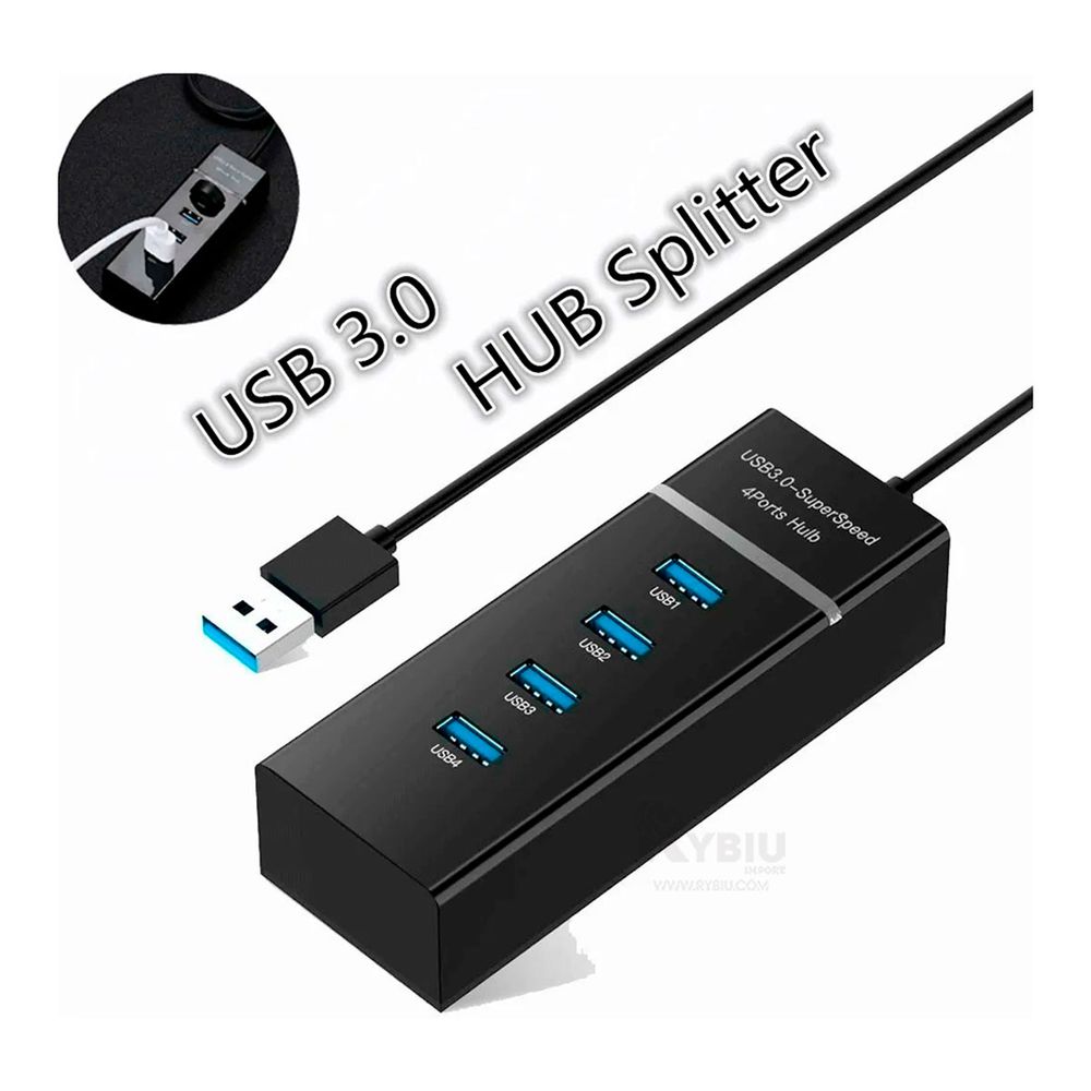 Adaptador Hub 4 Puertos Negro Adaptador Hub 4 Puertos Negro