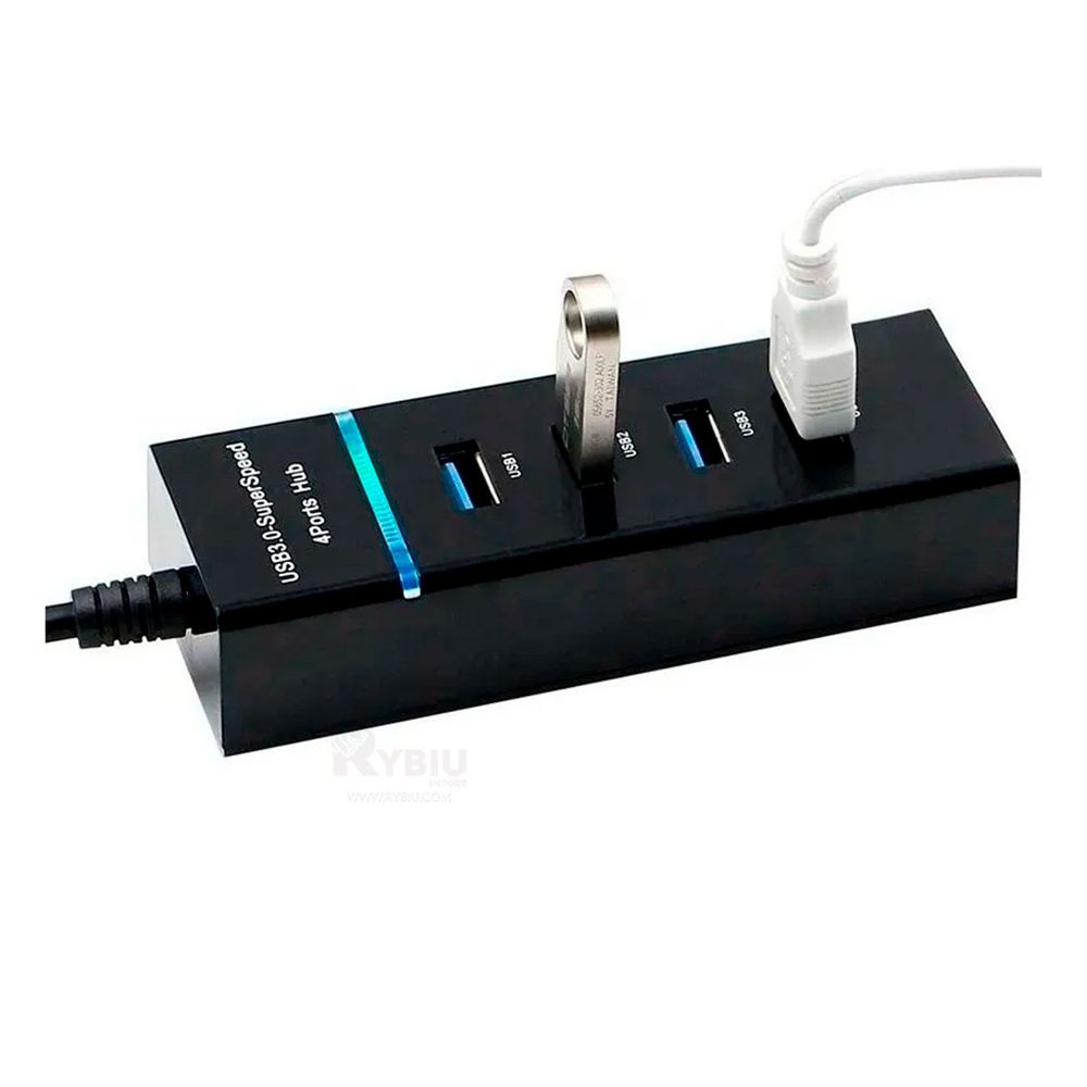 Moderno Negro Adaptador Hub 4 Entradas Moderno Negro Adaptador Hub 4 Entradas