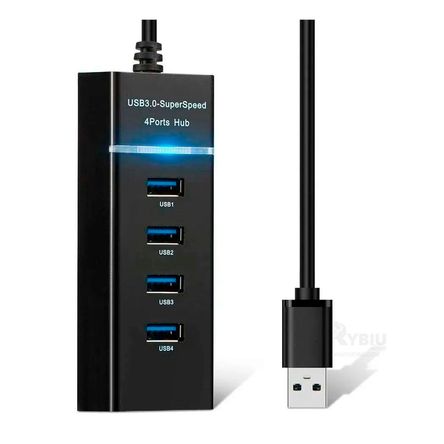 Adaptador USB 4 Puertos Laptop Negro Adaptador USB 4 Puertos Laptop Negro