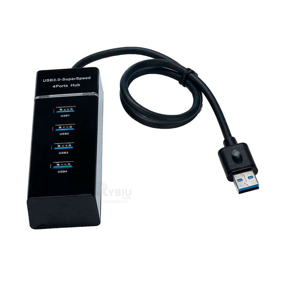 Adaptador 4 Puertos USB Super Speed Negro Adaptador 4 Puertos USB Super Speed Negro
