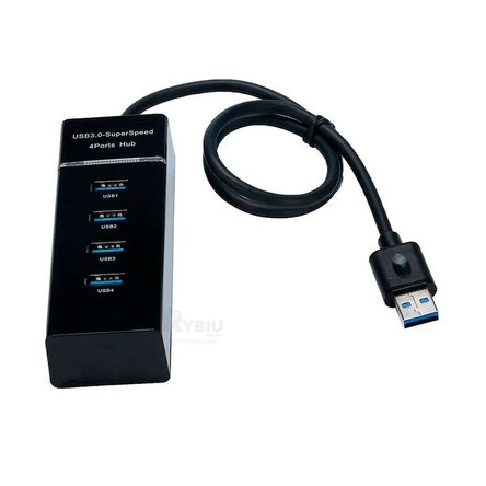 Adaptador 4 Puertos USB Super Speed Negro RYBIU IMPORT