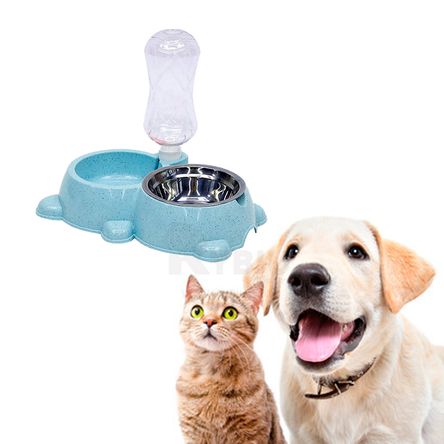 Plato de Acero de Comida Gatos Celeste Plato de Acero de Comida Gatos Celeste