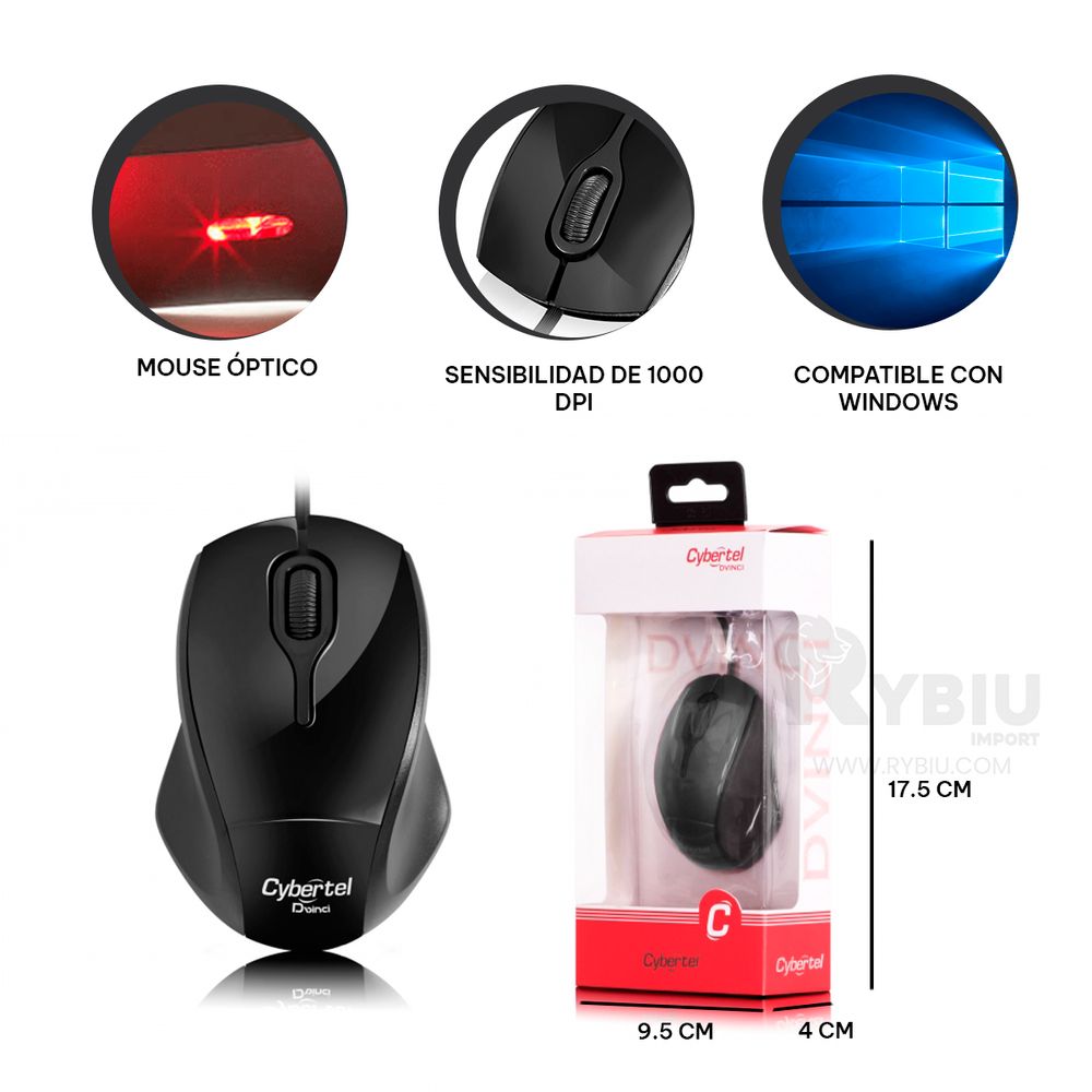 Mouse con Sensibilidad de 1000 Dpi Negro Mouse con Sensibilidad de 1000 Dpi Negro