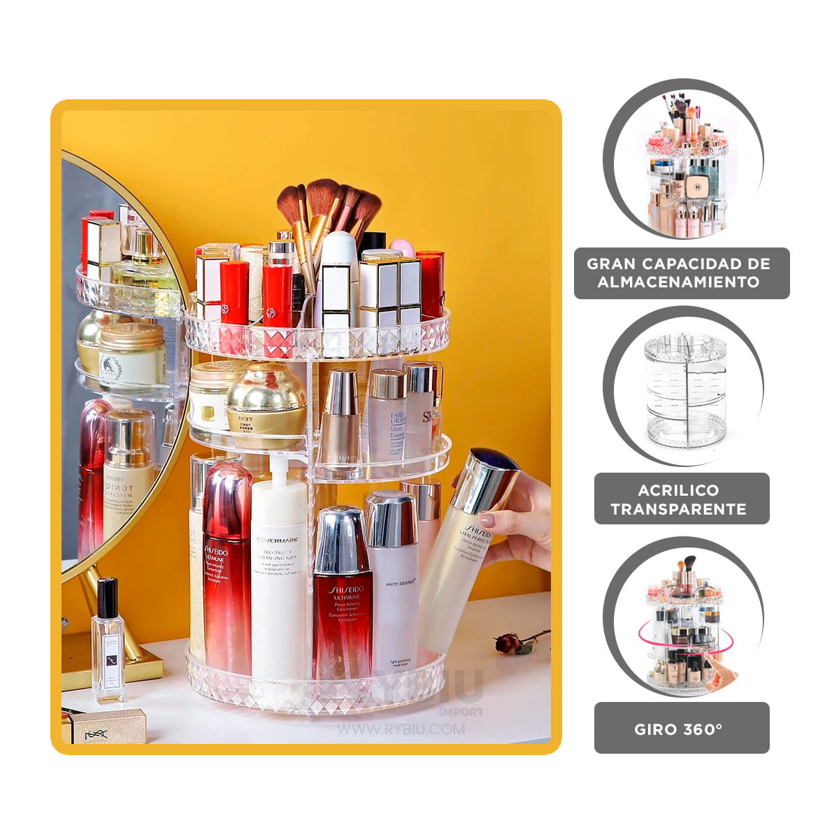 Organizador Grande de Cosmeticos 360  Acrilico