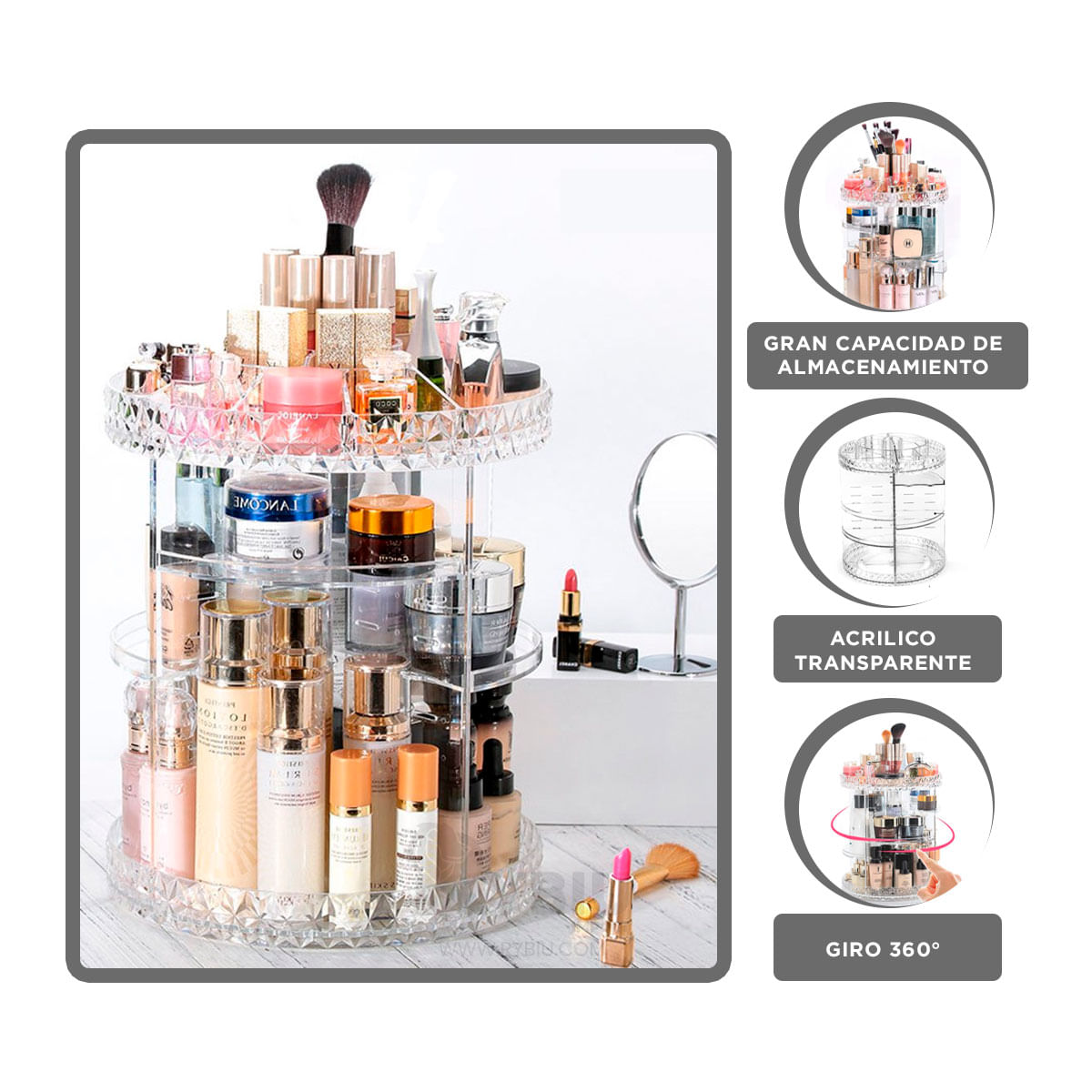 Organizador de Acrilico Giratorio para Maquillaje 360