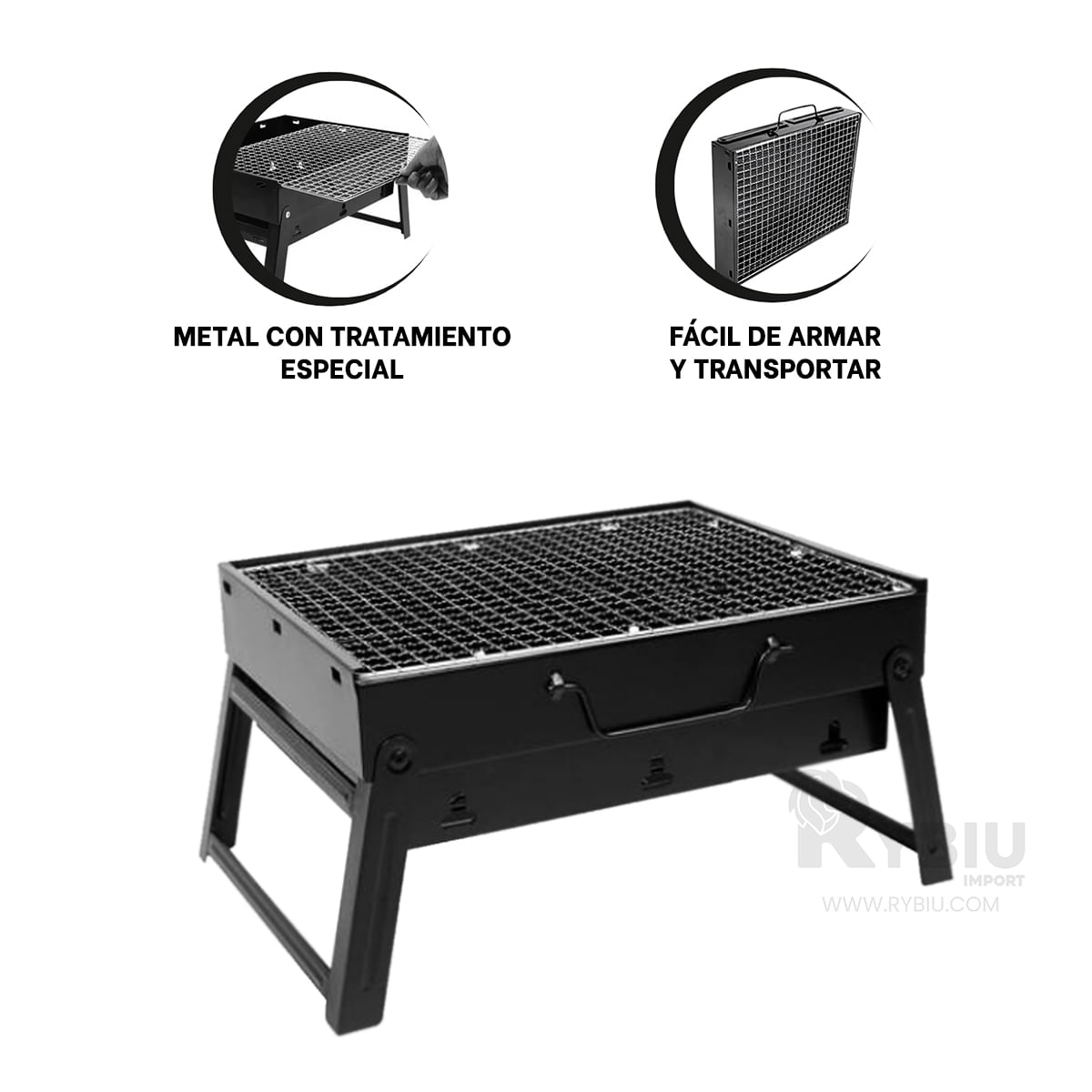 Mini Parrillera con Portatil para Barbacoa Negro